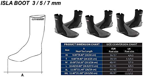 Cressi Isla Botas de Buceo con Suela y Cremallera, 5mm, Unisex Adulto, Negro (Black/Black), XXL