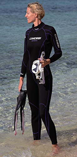 Cressi Maya Lady Monopiece Wetsuit Traje de Neopreno 2.5mm de una Pieza para Mujer, Women's, Negro/Lila, L/4