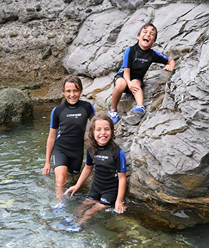 Cressi Med X Jr Wetsuit 2.5mm Traje de Neopreno Corto, Hombre, Negro/Azul, M 10/11 Años