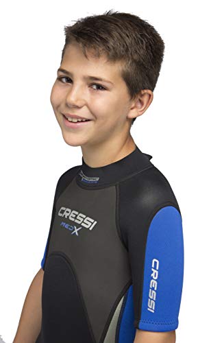 Cressi Med X Jr Wetsuit 2.5mm Traje de Neopreno Corto, Hombre, Negro/Azul, M 10/11 Años