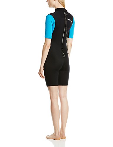 Cressi Med X Lady Wetsuit 2.5mm Traje Monoshort sin Capucha en Neopreno Biforrado, Hombre, Negro/Azul (Aguamarina), S/2