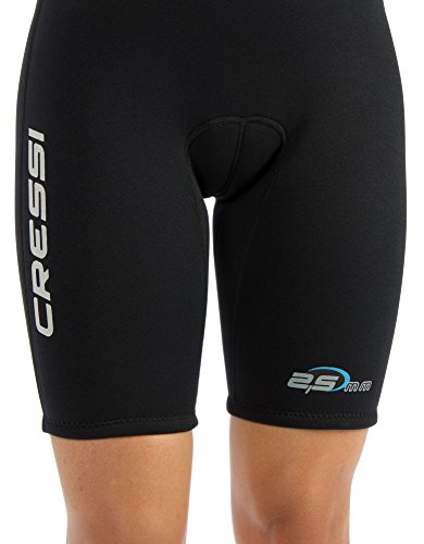 Cressi Med X Lady Wetsuit 2.5mm Traje Monoshort sin Capucha en Neopreno Biforrado, Hombre, Negro/Azul (Aguamarina), S/2