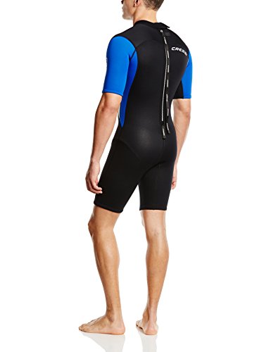 Cressi Med X Man Wetsuit 2.5 mm Traje Monoshort sin Capucha en Neopreno Biforrado, Hombre, Negro/Azul/Plata, XXL/6