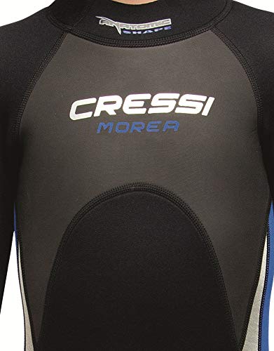 Cressi Morea Jr Monopiece Wetsuit 3mm Traje de Buceo Neopreno, Unisex-Youth, Negro/Azul/Gris, XL (13/14 años)