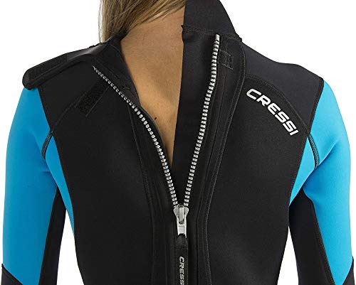 Cressi Morea Lady Monopiece Wetsuit 3mm Traje de Buceo Neopreno, Mujer, Negro/Turquesa/Plata, M/3