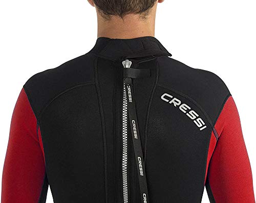 Cressi Morea Man Monopiece Wetsuit 3mm Traje de Buceo Neopreno para los Hombres, Negro/Rojo/Plata, S/2