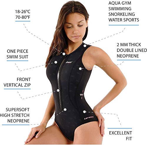 Cressi Termico Traje de Baño Mujer 2mm, Aguamarina/Logo Plata, XS/1