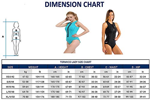 Cressi Termico Traje de Baño Mujer 2mm, Aguamarina/Logo Plata, XS/1