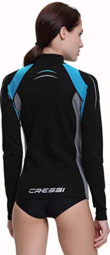 Cressi Thermo Long SL Camiseta Corta y Manga Larga en Tejido elástico, Mujer, Negro, S/2 (38)