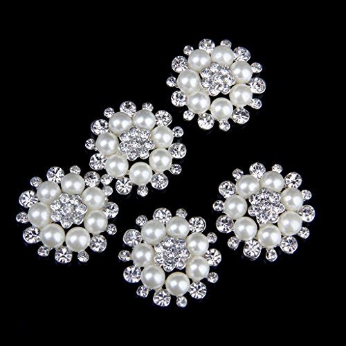 Cristal Phenovo Falsa Perla Flor Boton De Decoracion 30mm Bricolaje 5pcs Amarillento