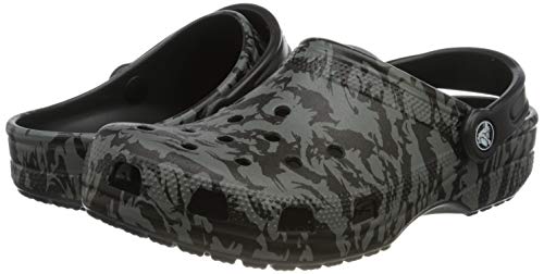Crocs Classic Printed Camo Clog, Zuecos Unisex Adulto, Negro (Black 001), 42/43 EU