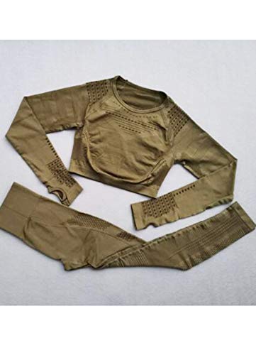 CROSS1946 Chándal transpirable para mujer, camiseta de manga larga y leggings push up, ropa deportiva para yoga (separado) Top Green M