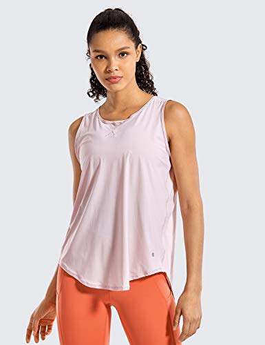 CRZ YOGA Camiseta Deportiva de Tirantes Prendas Deportivas para Mujer de Fitness Espalda Abierta Rosa Gris 38