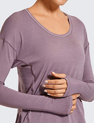 CRZ YOGA Damen Mujer Ropa Deportiva Yoga Shirts Camiseta Manga Larga Brezo púrpura 42