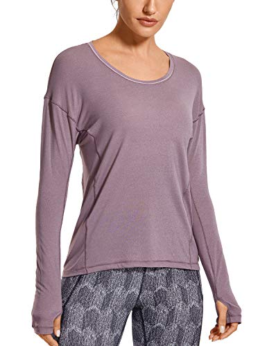 CRZ YOGA Damen Mujer Ropa Deportiva Yoga Shirts Camiseta Manga Larga Brezo púrpura 42