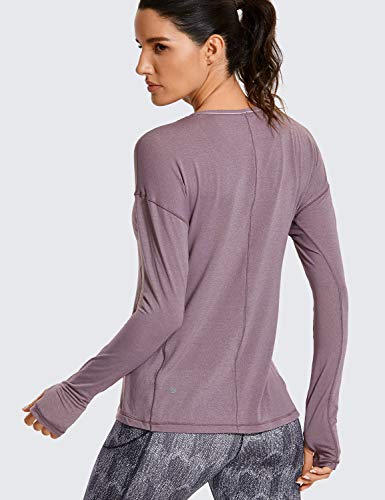 CRZ YOGA Damen Mujer Ropa Deportiva Yoga Shirts Camiseta Manga Larga Brezo púrpura 42