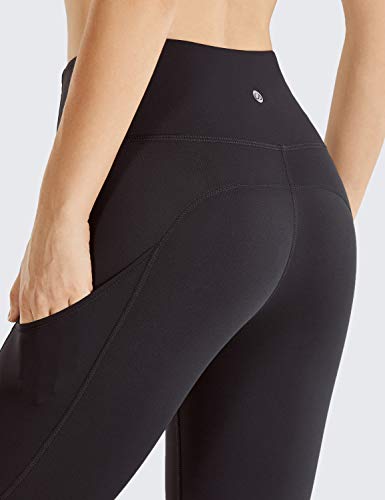 CRZ YOGA Mujer Cintura Alta Leggings Deportivas Fitness Running Pantalones Capri con Bolsillos -48cm Negro -R432 38