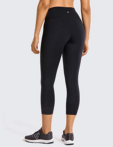 CRZ YOGA Mujer Compresión Mallas Largos Pantalones Deportivos Cintura Alta con Bolsillo-53cm Negro 40