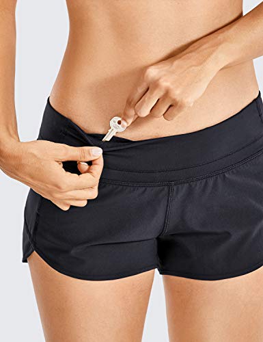 CRZ YOGA Pantalón Corto para Mujer Shorts con Bolsillo Cremallera -6cm Negro. 38