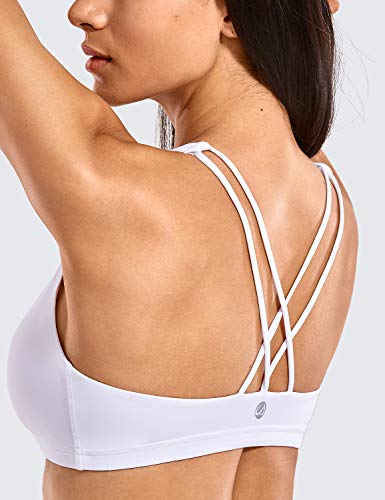 CRZ YOGA - Sujetador Deportivo Yoga Cruzados Espalda Sin Aros para Mujer Blanco XL
