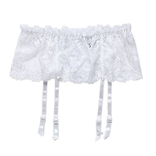 Cszxx Donne 4-Wide Strap Lace Reggicalze (Bianco)
