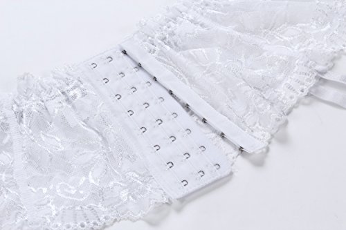 Cszxx Donne 4-Wide Strap Lace Reggicalze (Bianco)