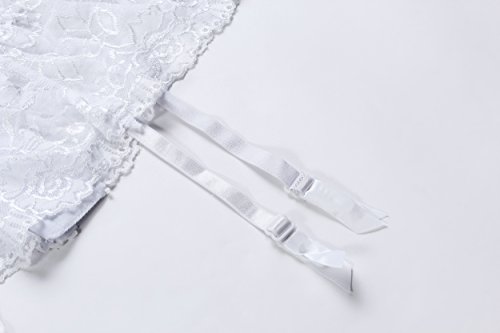 Cszxx Donne 4-Wide Strap Lace Reggicalze (Bianco)