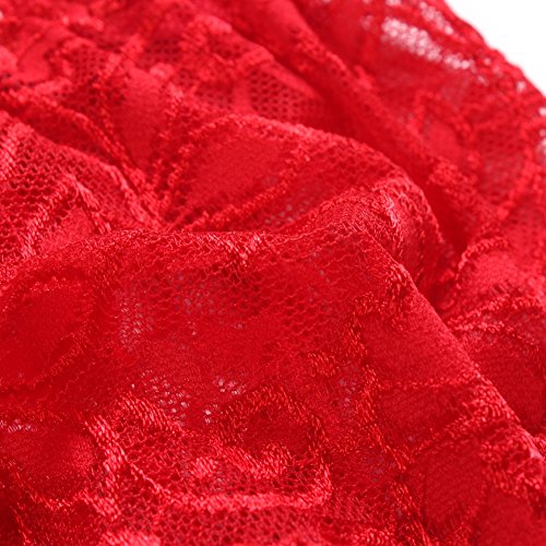 Cszxx Ligueros Vintage Lencería de Encaje (Rojo)