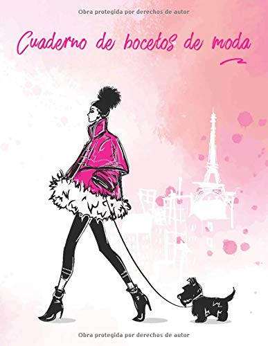 Cuaderno de bocetos de moda: 100 plantillas de modelos femeninas para diseñar tu ropa