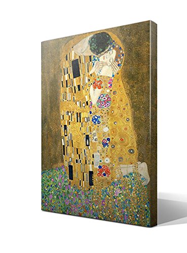 cuadrosfamosos.es - Cuadro wallart - El Beso de Gustav Klimt - Impresión sobre Lienzo de Algodón 100% - Bastidor de Madera 3x3cm - Ancho: 70cm - Alto: 95cm