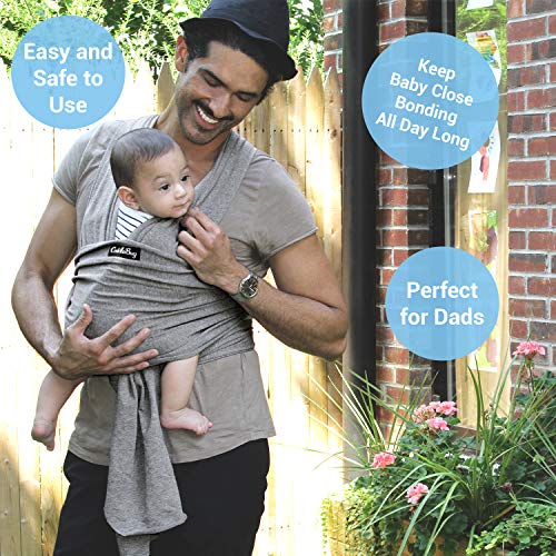 CuddleBug Fular Portabebés – Canguro para Bebés Recién Nacidos y Niños hasta 16 Kg – Manos libres - Porta Bebés de Tela Suave y Elástico – Ideal como Regalo de Babyshower – Talla Única - (Gris)