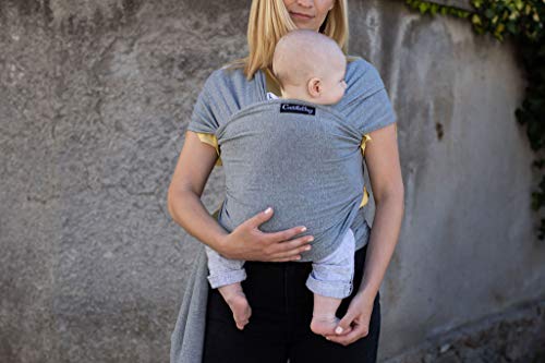 CuddleBug Fular Portabebés – Canguro para Bebés Recién Nacidos y Niños hasta 16 Kg – Manos libres - Porta Bebés de Tela Suave y Elástico – Ideal como Regalo de Babyshower – Talla Única - (Gris)