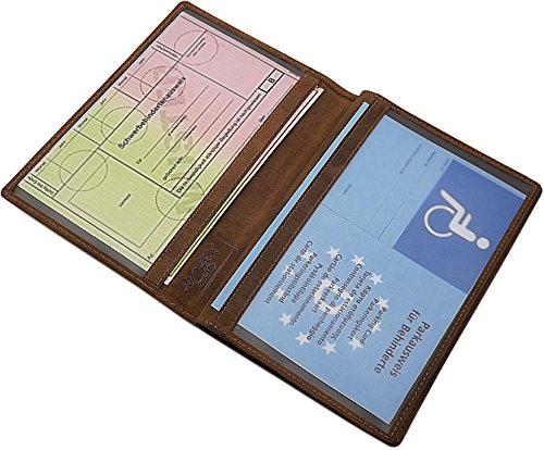 Cuero de búfalo Tarjetero para documento de Identidad con Ciervo-, jabalí-, o Pescado Motivo en marrón (Ciervo Motivo)