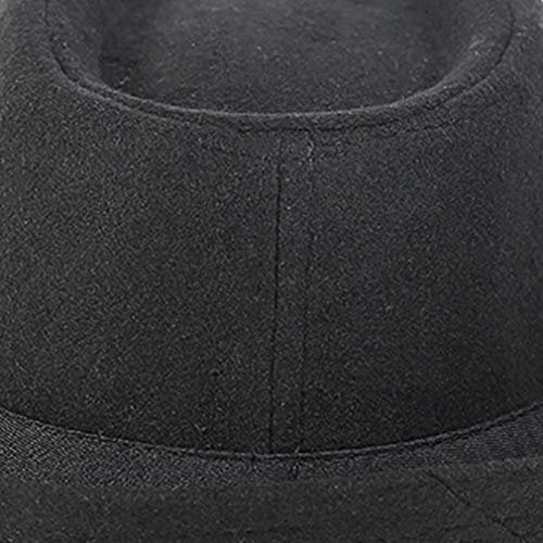 Culer Clásicos del sombrero de ala de los hombres de la trenza de paja de ala corta Panamá Jazz gorro de lana sombrero de época (negro)