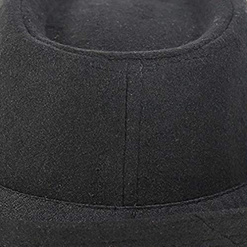 Culer Clásicos del sombrero de ala de los hombres de la trenza de paja de ala corta Panamá Jazz gorro de lana sombrero de época (negro)
