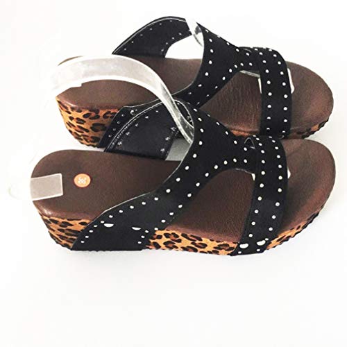 Cuñas De Estampado De Leopardo De Las Mujeres Tacones Altos Moda De Verano Zapatos De Boca De Pescado De Playa Sandalias De Plataforma De Punta Abierta Informal Tamaño Grande 35-42