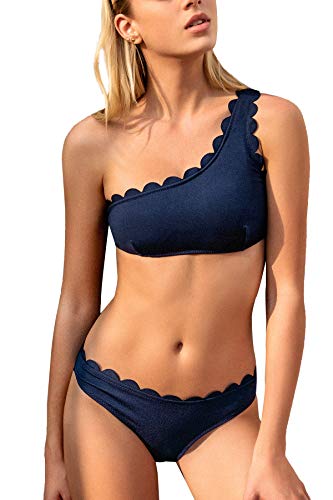 CUPSHE Conjunto de Bikini Asimétrico Traje de Baño de Dos Piezas, XL