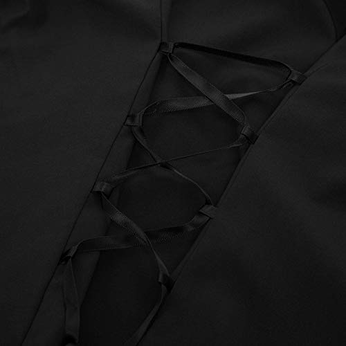 Curlbiuty Camisa Vintage Camisetas Elegantes para Mujer En Encaje GóTico Camisa Larga GóTica Renacentista Negro 2XL CU43-1