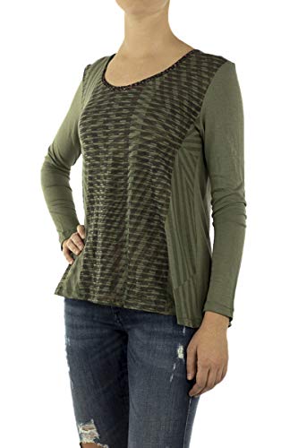 Custo Barcelona Open Kaki Camiseta De Manga Larga, Verde, M para Mujer