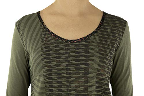 Custo Barcelona Open Kaki Camiseta De Manga Larga, Verde, M para Mujer