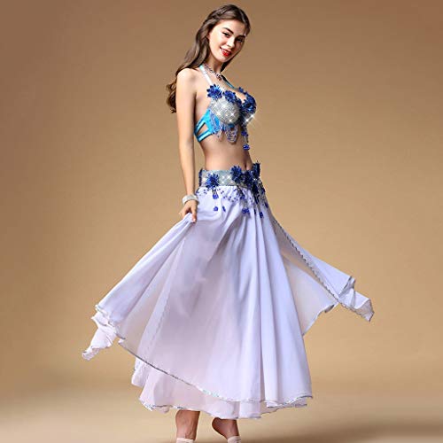 CX Juego De Vestuario para Danza del Vientre, Traje De Baile De Danza Oriental para Mujer Adulta (Color : Lake Blue, Tamaño : L)