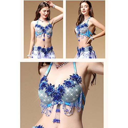 CX Juego De Vestuario para Danza del Vientre, Traje De Baile De Danza Oriental para Mujer Adulta (Color : Lake Blue, Tamaño : L)
