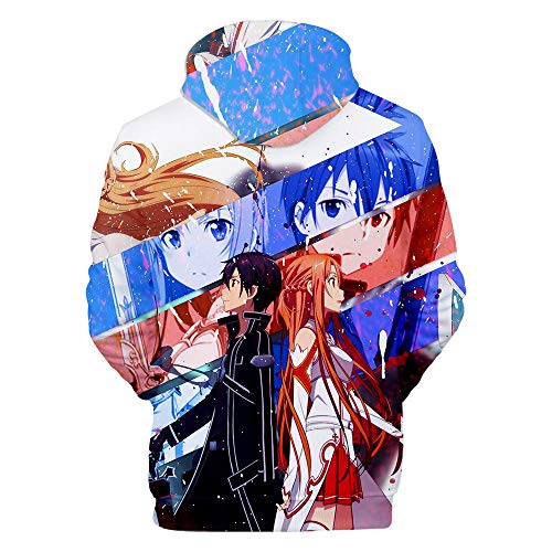 CYGGASDR Sword Art - Sudadera con Capucha para Hombres y Mujeres en línea Ropa Deportiva con Estampado de Personajes en 3D Estilo Anime Casual Cómodo-mi_6XL