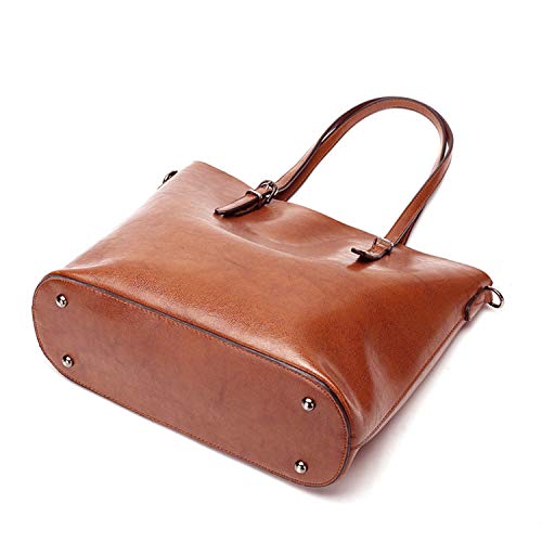 Czemo Bolsos de Mujer de Piel Bolso Tote Grande Bolso Bandolera de Cuero Bolsa de la Compra (Marrón)