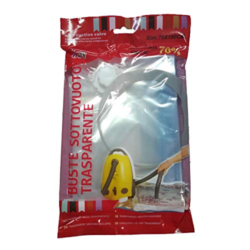 Dabuty Online, S.L. Pack de 6 Bolsas de Vacio Ahorradora de Espacio para Guardar, Ropa, edredones, Mantas etc… Bolsa Almacenaje Vacio. Medida de 100x70cm.