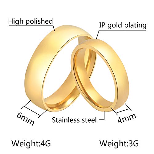 Daesar Anillos Pareja Acero Inoxidable Anillos Oro Compromiso Pareja Anillos Pareja Boda Anillos Compromiso Pareja Talla Mujer 9,5 Hombre 12