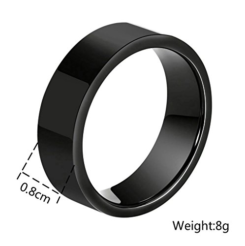 Daesar Joyería Anillo Cerámico Brillantes Pulido Ancho Sello de Ajuste Cómodo Compromiso Alianzas Boda Banda Negro Talla 22