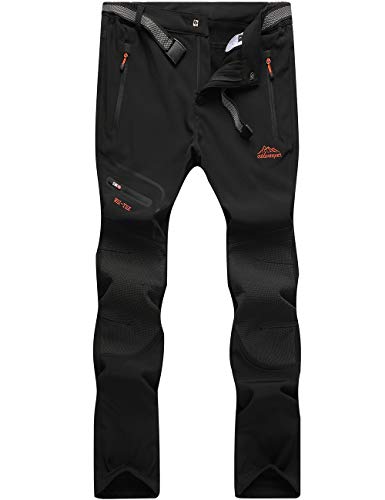 DAFENP Pantalones Trekking Mujer Impermeable Pantalones de Escalada Senderismo Alpinismo Invierno Polar Forrado Aire Libre KZ1662W-Black2-S