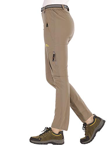 DAFENP Pantalones Trekking Mujer Impermeable Pantalones de Escalada Senderismo Alpinismo Ligero Secado Rápido Transpirable Aire Libre KZ9959W-LightKhaki-L