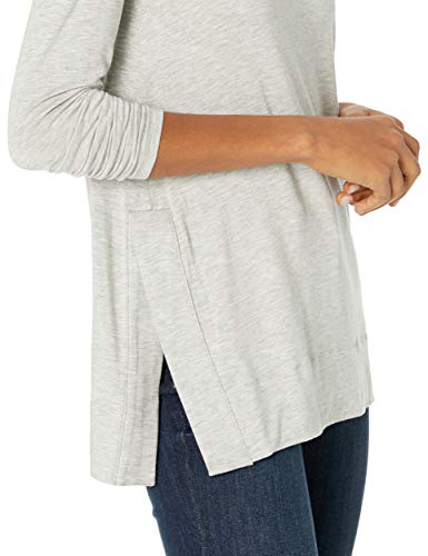 Daily Ritual Long-Sleeve Tunic Sweater with Side Slits Fashion-t-Shirts, Gris Claro Jaspeado, US L (EU L - XL)